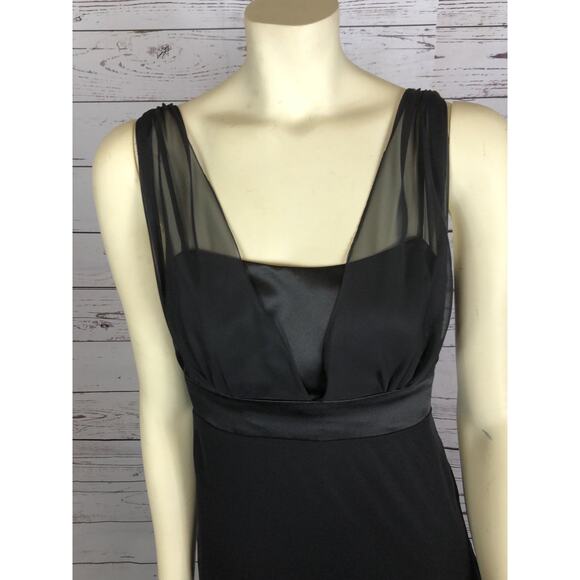 Dessy Collection lux chiffon black dress, V-neck on the front & back size 6 - Picture 7 of 12